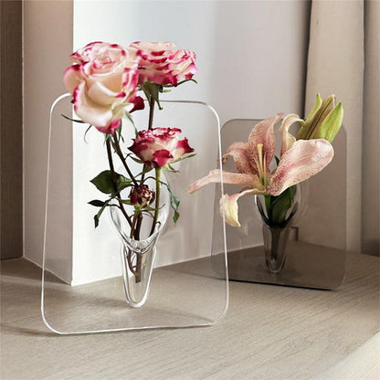 🏺 LIMITED-TIME 49% OFF! 💥 Photo Frame Shaped Clear Flower Vase – Nordic Style, Acrylic, Desktop Decor ✨