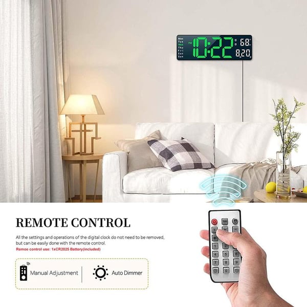 📢📢48% OFF !! ⏰16" Large Digital Clock with Temperature, Date, Auto DST, Night Light, Auto Brightness Dimmer