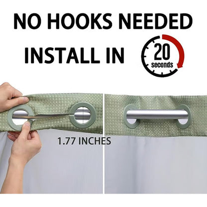 🔥HOT SALE🚿✨ Say goodbye to slippery bathrooms! Double-layered waterproof shower curtain with see-through panels – installs in 3 seconds for a dry, stylish look!
