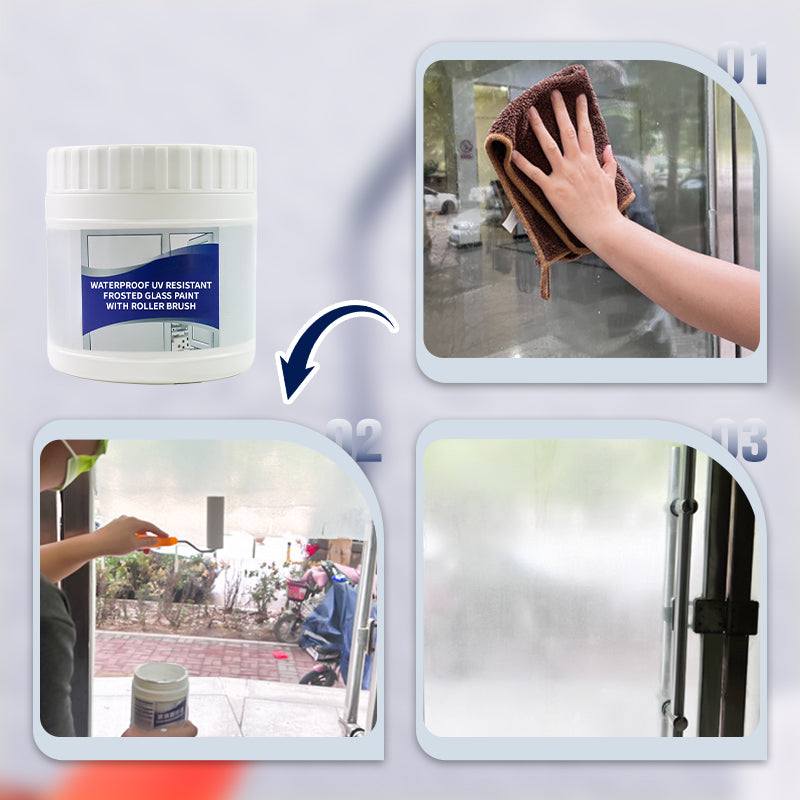 🔥Big Sale 49% OFF🔥Waterproof UV Resistant Frosted Glass Paint with Roller Brush