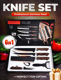 【📦 Limited-time 49% OFF】🔪🔥 Professional stainless steel kitchen knife set – 6 pieces, sharp & durable