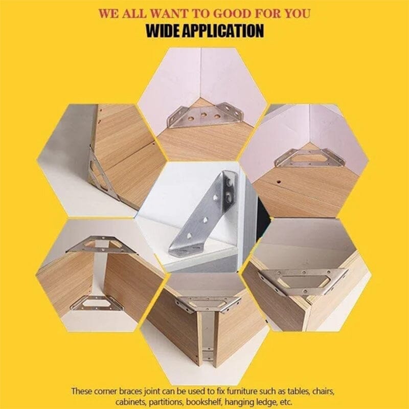 🔥Hot Sale 49% OFF🔥🔧 UNIVERSAL STAINLESS STEEL FURNITURE CORNER BRACES — Triangular Stability Reinforcement | Rust-Proof Structural Support & Easy Install 🔧