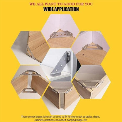 🔥Hot Sale 49% OFF🔥🔧 UNIVERSAL STAINLESS STEEL FURNITURE CORNER BRACES — Triangular Stability Reinforcement | Rust-Proof Structural Support & Easy Install 🔧
