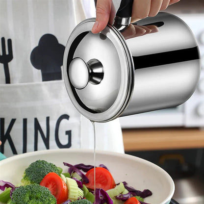 🍳 LIMITED-TIME 49% OFF! ✨ 304 Stainless Steel Oil Keeper with Filter – Food-Grade, Fine Mesh, Drip-Proof 🛡️