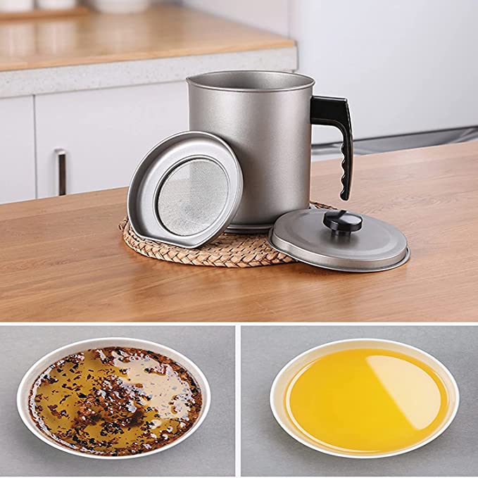 🍳 LIMITED-TIME 49% OFF! ✨ 304 Stainless Steel Oil Keeper with Filter – Food-Grade, Fine Mesh, Drip-Proof 🛡️