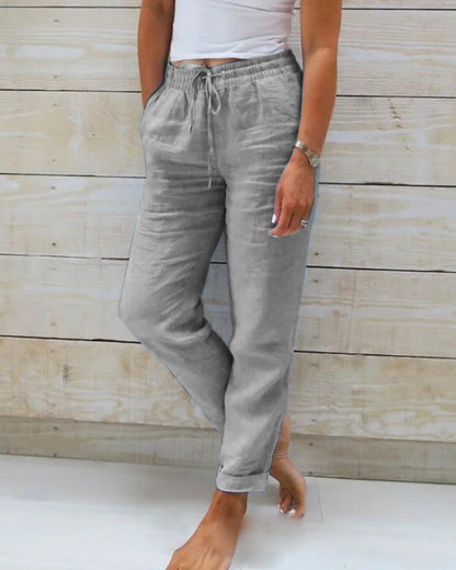 📢📢49% OFF !!!⏰Women's  Elastic Waist Cotton Linen Wide Leg Pants