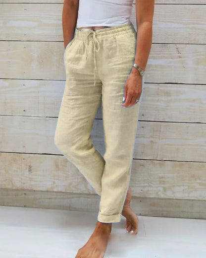 📢📢49% OFF !!!⏰Women's  Elastic Waist Cotton Linen Wide Leg Pants