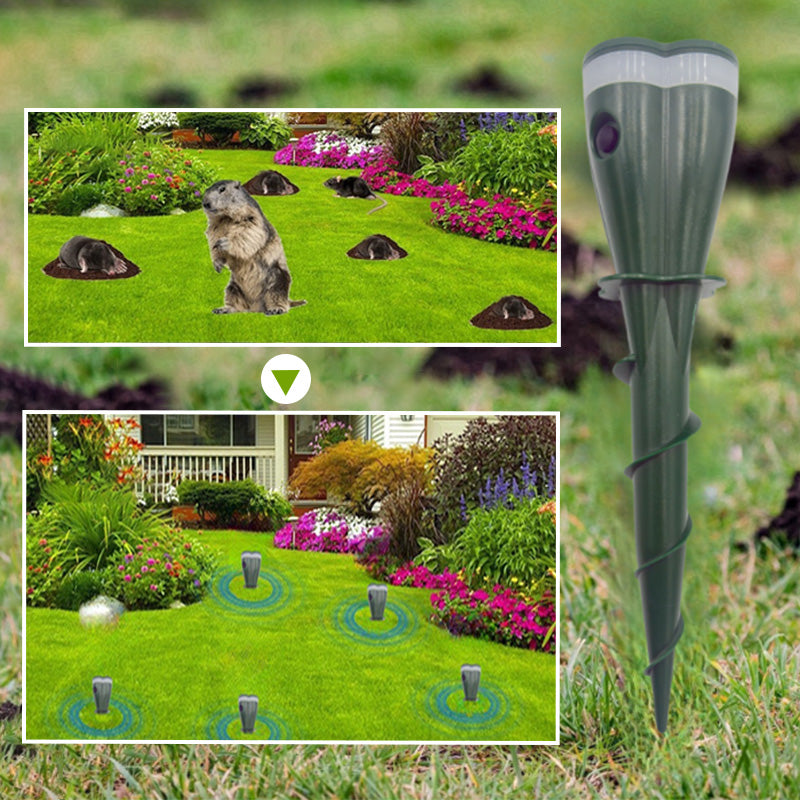 🌿 BUY 2 GET 1 FREE! 🐭 Solar Powered Waterproof Screw Mole Repellent – Ultrasonic, Eco-Friendly & Easy Installation 🌸