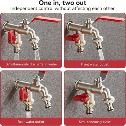 🔥 Hot sale 49% OFF🔥Universal Stainless Steel Double Outlet Garden Water Faucet