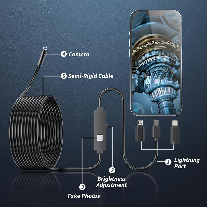 📱🔍 49% OFF! Waterproof HD Endoscope Camera – 200W HD, 8mm probe. Type-C/Micro/Lightning – plug & play with 99% phones. Ideal for tight spaces! 🔌✨
