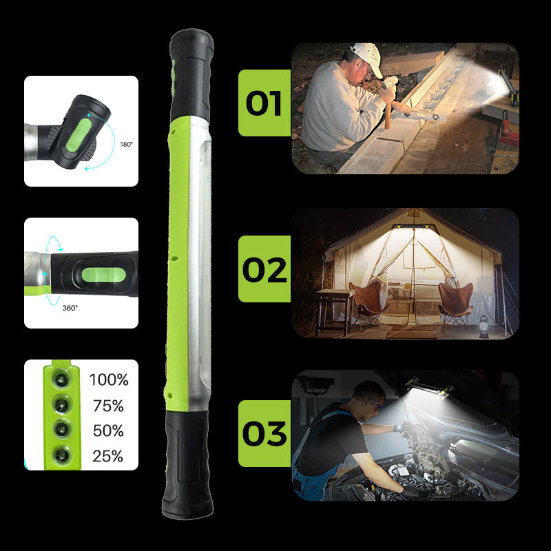🛠️⚡Bright, Tough & Hands-Free: Rechargeable LED Work Light With Hook – 3 Modes, 3+ Hours Long Runtime