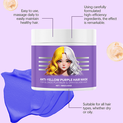 Anti-Yellowing Purple Hair Mask🎨Say goodbye to Red Highlights!