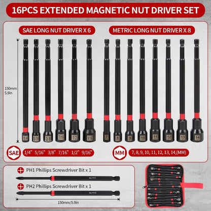 16-Piece Magnetic Nut Driver Set