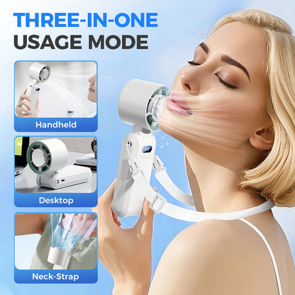 ❄️💨49% OFF Handheld Portable Fan with Ice Cooler⚡🥶 Personal Misting Fan for Outdoor Sports, Travel & Gym | Rechargeable, 3 Speeds, Instant Cooling Relief