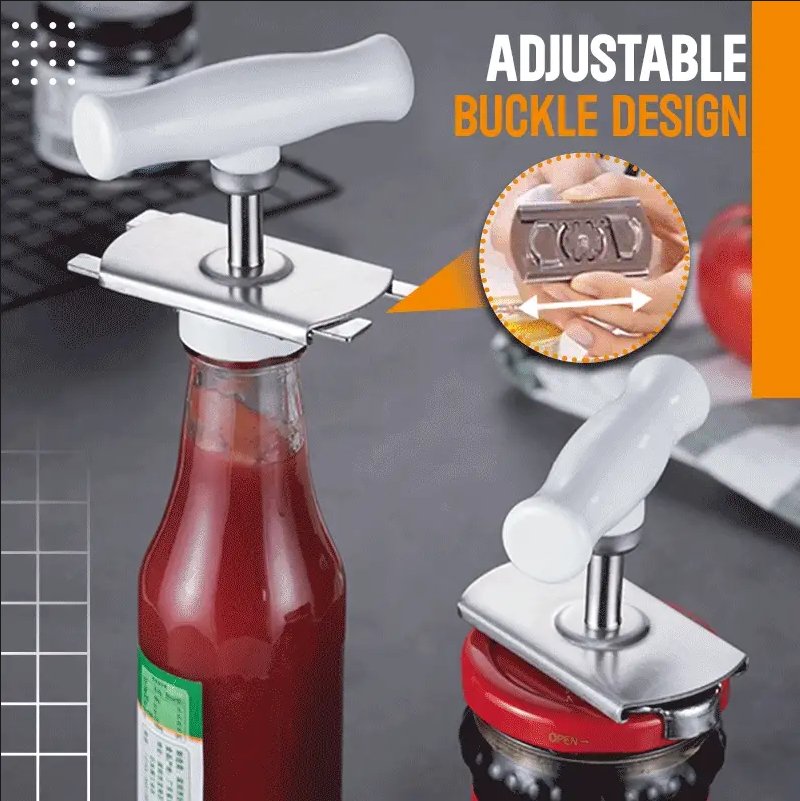🥫 49% OFF NOW! 🔧 Easy Adjustable Stainless Steel Cap Opener – Fits 3–9.5cm Lids, Multi-Function & Arthritis-Friendly – Must-Have Kitchen Tool ✨