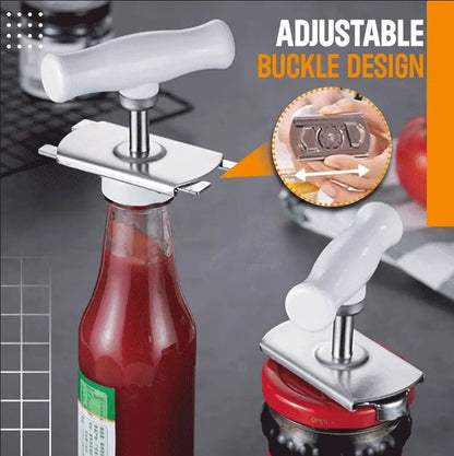 🥫 49% OFF NOW! 🔧 Easy Adjustable Stainless Steel Cap Opener – Fits 3–9.5cm Lids, Multi-Function & Arthritis-Friendly – Must-Have Kitchen Tool ✨