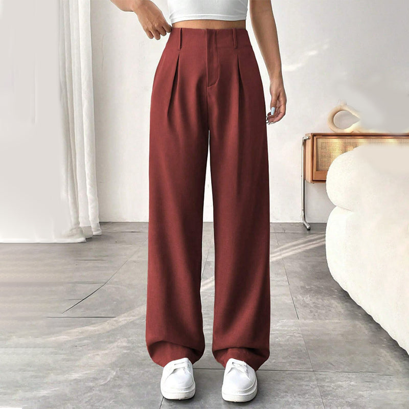 🏆2026 New Style 49% OFF💝Women's High Waisted Straight Leg Work Trousers with Side Pockets -✨Smart & Casual Look for Office and Beyond