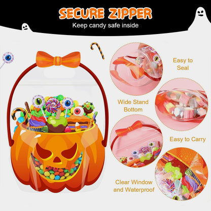 🎃LIMITED-TIME 49% OFF🍬50K+ SOLD👻 Halloween Treat Bags – Pumpkin Design, Resealable Zipper – Easy Carry Handle – 10-Pack – Ideal for Trick-or-Treat & Parties! 🛡️💨