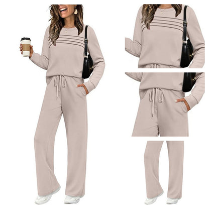 🔥LAST DAY 50% OFF💓Women's Crew Neck Top & Drawstring Pants Set