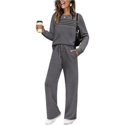 🔥LAST DAY 50% OFF💓Women's Crew Neck Top & Drawstring Pants Set