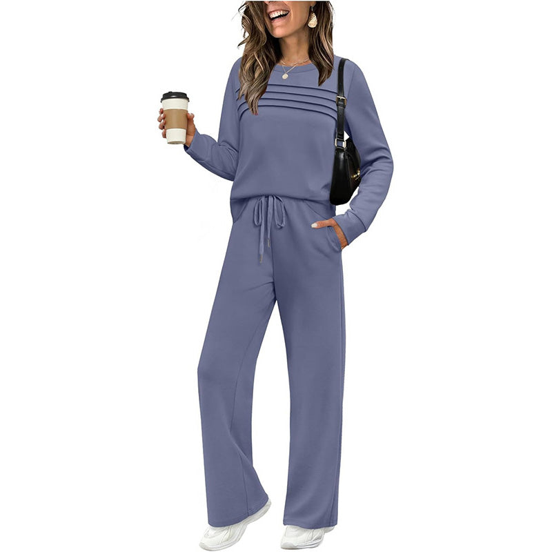 🔥LAST DAY 50% OFF💓Women's Crew Neck Top & Drawstring Pants Set
