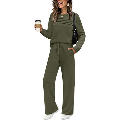 🔥LAST DAY 50% OFF💓Women's Crew Neck Top & Drawstring Pants Set