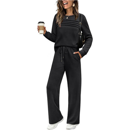 🔥LAST DAY 50% OFF💓Women's Crew Neck Top & Drawstring Pants Set