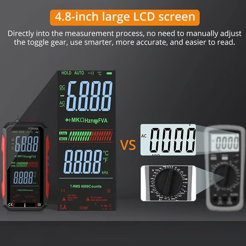 ⚡USB Rechargeable Digital Multimeter🔋– 6000 Counts, Large Color Screen & Backlight! 🛠️🔌