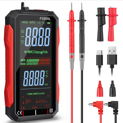 ⚡USB Rechargeable Digital Multimeter🔋– 6000 Counts, Large Color Screen & Backlight! 🛠️🔌