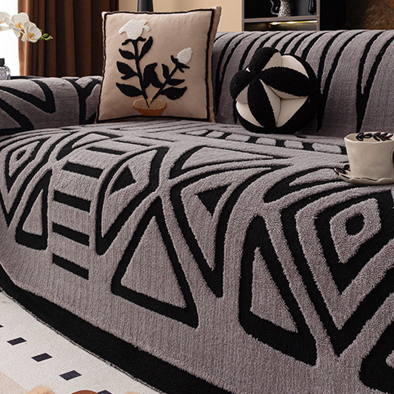 🔥49% OFF!!📢🎁 Soft Plush Non-Slip Couch Cover – Thick Striped Winter-Friendly Sofa Protector 🛋️✨