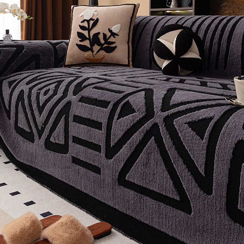 🔥49% OFF!!📢🎁 Soft Plush Non-Slip Couch Cover – Thick Striped Winter-Friendly Sofa Protector 🛋️✨