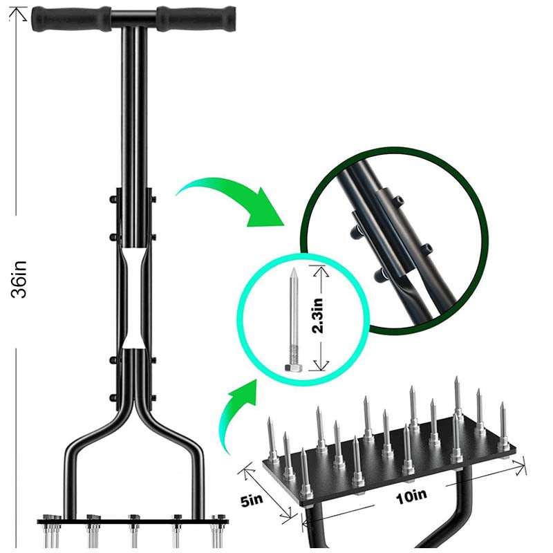 💎 -49% LAWN AERATOR! 💎 Auto-Clean Spikes for Lush Grass & Easy Soil Loosening 🌱🛠️