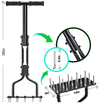 💎 -49% LAWN AERATOR! 💎 Auto-Clean Spikes for Lush Grass & Easy Soil Loosening 🌱🛠️