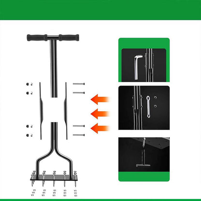 💎 -49% LAWN AERATOR! 💎 Auto-Clean Spikes for Lush Grass & Easy Soil Loosening 🌱🛠️