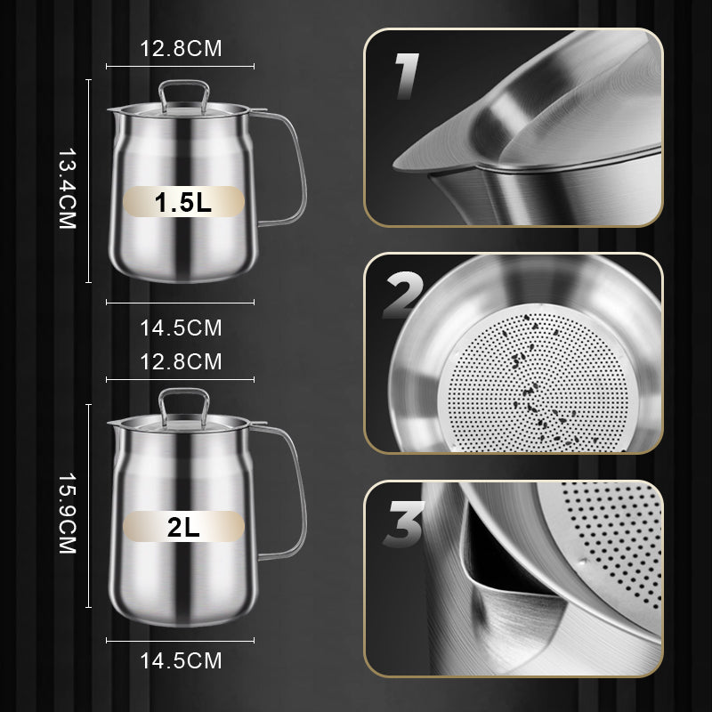 🧑‍🍳 49% OFF! Multi‑Function Stainless Steel Oil Filter Container – Large capacity, reusable filter. Saves oil, keeps cooking clean & healthy. A kitchen must‑have! 🔥✨