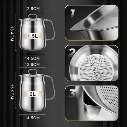 🧑‍🍳 49% OFF! Multi‑Function Stainless Steel Oil Filter Container – Large capacity, reusable filter. Saves oil, keeps cooking clean & healthy. A kitchen must‑have! 🔥✨