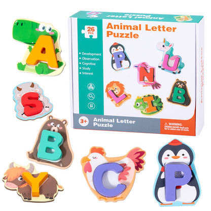 🌸 49% OFF NOW! 🌸 Wooden Letter & Animal Toy – 26‑piece, educational & fun ✨