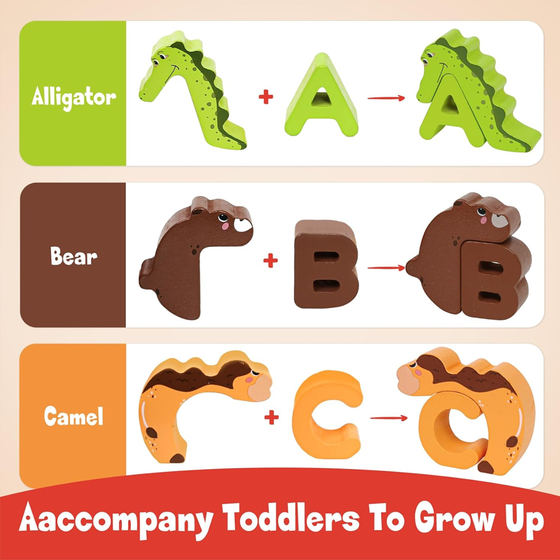 🌸 49% OFF NOW! 🌸 Wooden Letter & Animal Toy – 26‑piece, educational & fun ✨