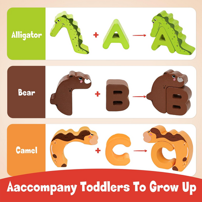 🌸 49% OFF NOW! 🌸 Wooden Letter & Animal Toy – 26‑piece, educational & fun ✨