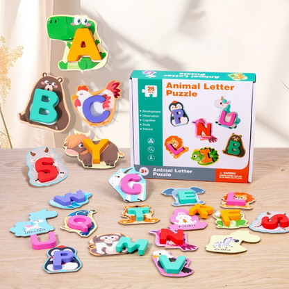 🌸 49% OFF NOW! 🌸 Wooden Letter & Animal Toy – 26‑piece, educational & fun ✨