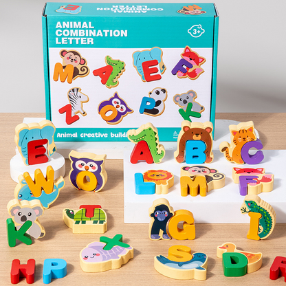 🌸 49% OFF NOW! 🌸 Wooden Letter & Animal Toy – 26‑piece, educational & fun ✨