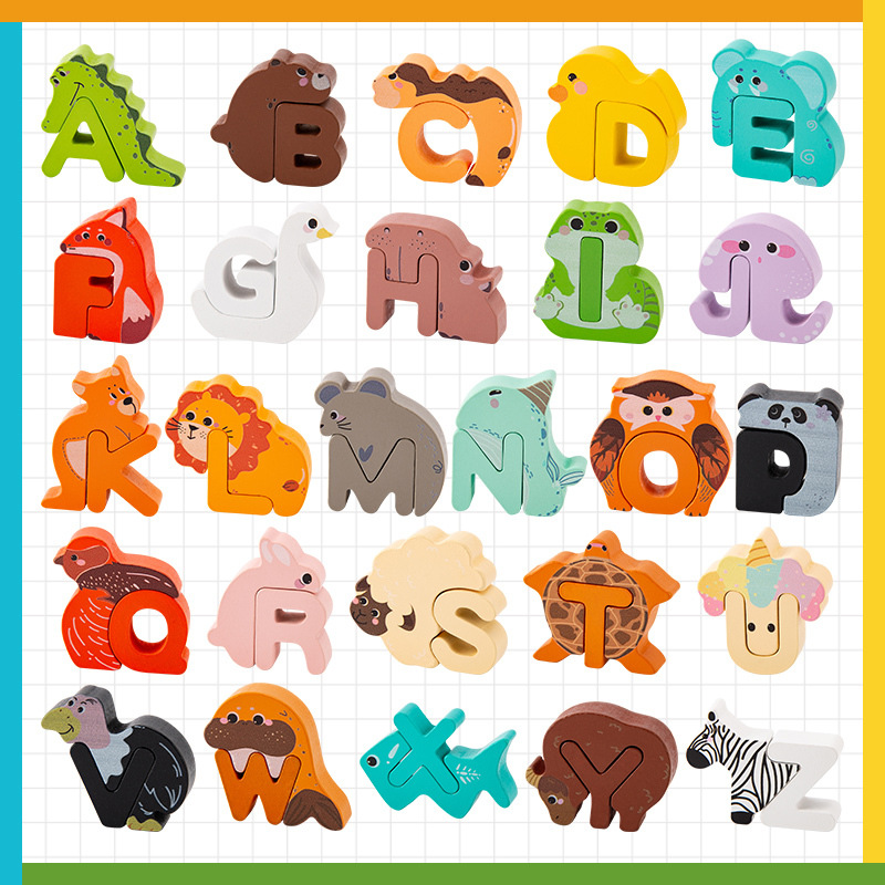 🌸 49% OFF NOW! 🌸 Wooden Letter & Animal Toy – 26‑piece, educational & fun ✨