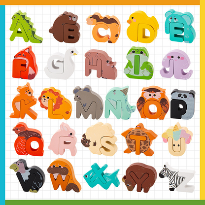 🌸 49% OFF NOW! 🌸 Wooden Letter & Animal Toy – 26‑piece, educational & fun ✨