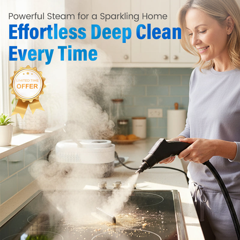 🥳2026 HOT SALE🥳💞50K+ SOLD!📢⏰ 49% OFF! High‑Temp Steam Cleaner – 105°C steam, 15s heat‑up. Kills 99.9% germs, no chemicals. 6 levels, large 1100ml tank. Multi‑surface magic! 🔥✨