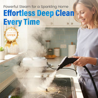 🥳2026 HOT SALE🥳💞50K+ SOLD!📢⏰ 49% OFF! High‑Temp Steam Cleaner – 105°C steam, 15s heat‑up. Kills 99.9% germs, no chemicals. 6 levels, large 1100ml tank. Multi‑surface magic! 🔥✨