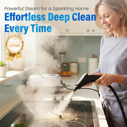 🥳2026 HOT SALE🥳💞50K+ SOLD!📢⏰ 49% OFF! High‑Temp Steam Cleaner – 105°C steam, 15s heat‑up. Kills 99.9% germs, no chemicals. 6 levels, large 1100ml tank. Multi‑surface magic! 🔥✨