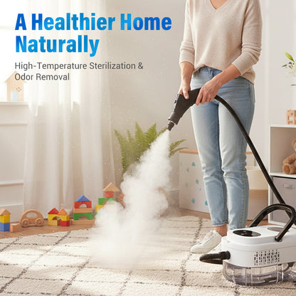 🥳2026 HOT SALE🥳💞50K+ SOLD!📢⏰ 49% OFF! High‑Temp Steam Cleaner – 105°C steam, 15s heat‑up. Kills 99.9% germs, no chemicals. 6 levels, large 1100ml tank. Multi‑surface magic! 🔥✨