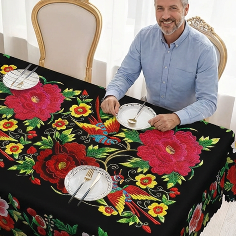 📢📢49% OFF !! ⏰Mexican Floral Tablecloth With Scalloped Edge