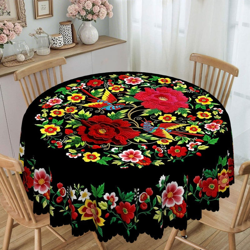 📢📢49% OFF !! ⏰Mexican Floral Tablecloth With Scalloped Edge