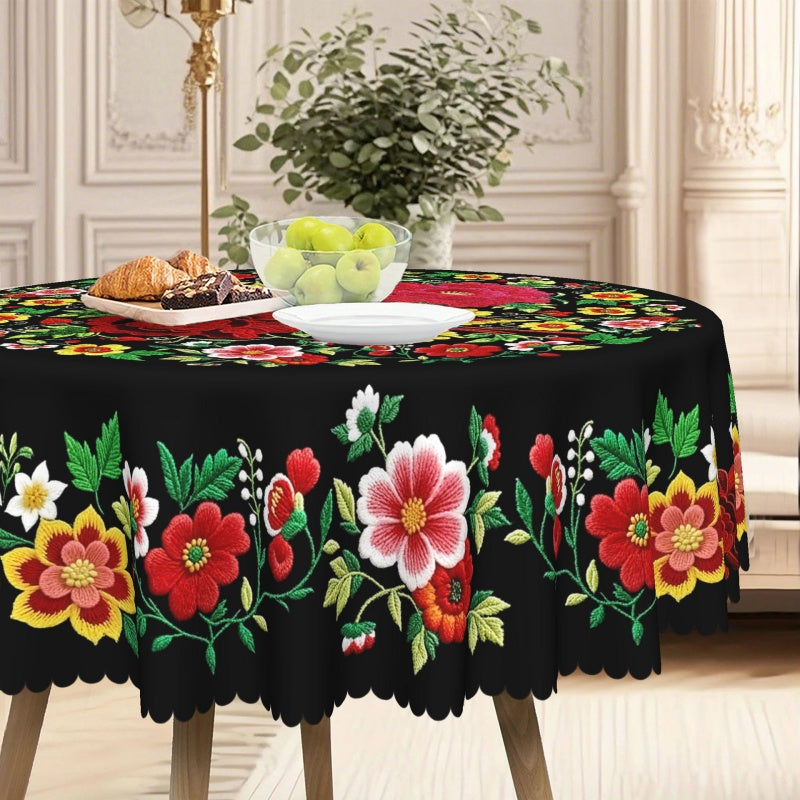 📢📢49% OFF !! ⏰Mexican Floral Tablecloth With Scalloped Edge